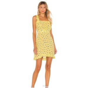 FAITHFULL THE BRAND Mid Summer Mini Dress Luda Floral Print- Lemon